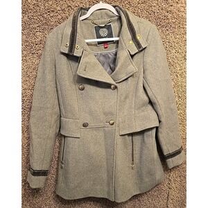 Vince Camuto Women Double Breasted Wing-collar Military Coat NWT Size M Grey